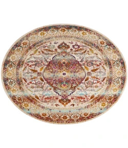Safavieh Baldwin BDN189 Ivory / Fuchsia 6'-7" X 6'-7" Round Area Rug
