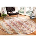 Safavieh Baldwin BDN189 Ivory / Fuchsia 6'-7" X 6'-7" Round Area Rug