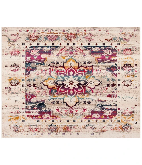 Safavieh Baldwin BDN193 Cream / Fuchsia 6'-7" X 6'-7" Square Area Rug