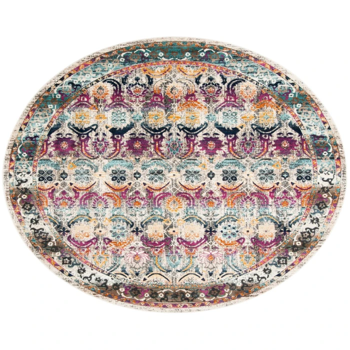 Safavieh Baldwin BDN196 Cream / Multi 6'-7" X 6'-7" Round Area Rug