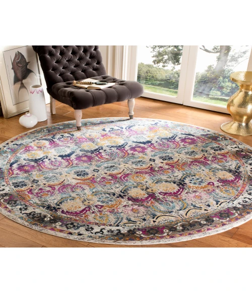 Safavieh Baldwin BDN196 Cream / Multi 6'-7" X 6'-7" Round Area Rug