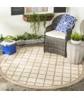 Safavieh Beach House BHS121 Cream / Beige 4' X 4' Round Area Rug
