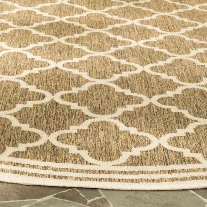 Safavieh Beach House BHS121 Beige / Cream 4' X 4' Round Area Rug