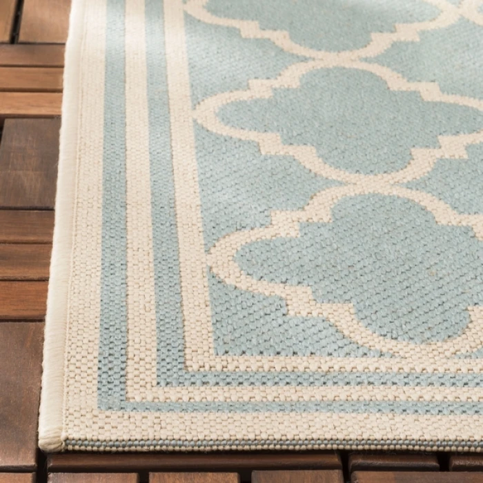 Safavieh Beach House BHS121 Aqua / Cream 2'-2" X 8' Runner Area Rug