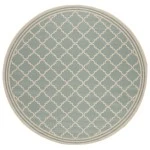 Safavieh Beach House BHS121 Aqua / Cream 6'-7" X 6'-7" Round Area Rug