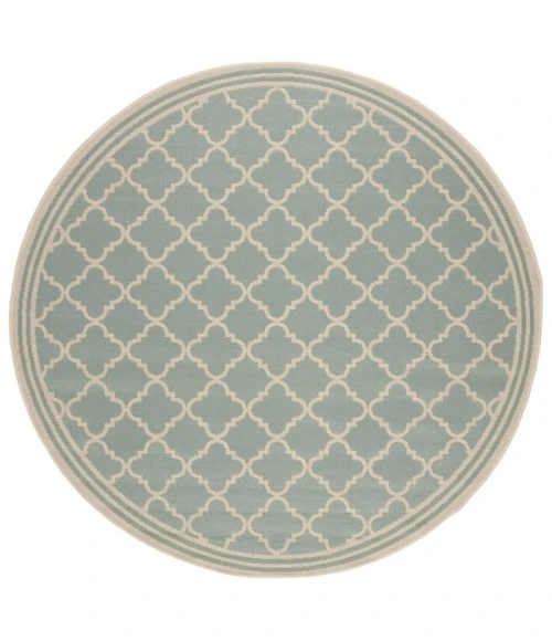 Safavieh Beach House BHS121 Aqua / Cream 8' X 8' Round Area Rug