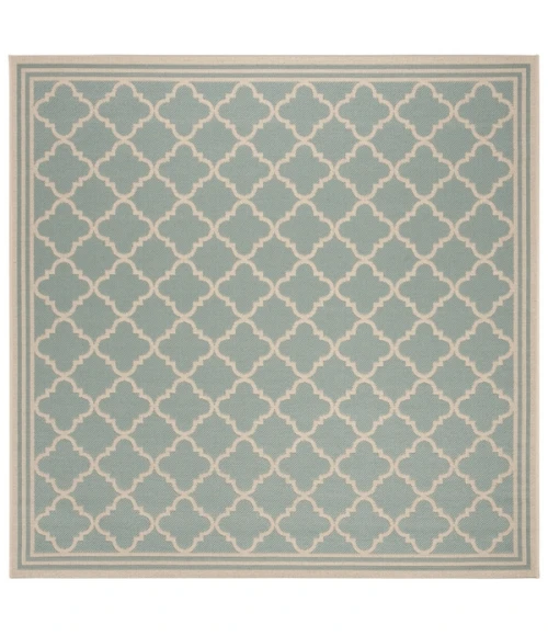 Safavieh Beach House BHS121 Aqua / Cream 4' X 4' Square Area Rug