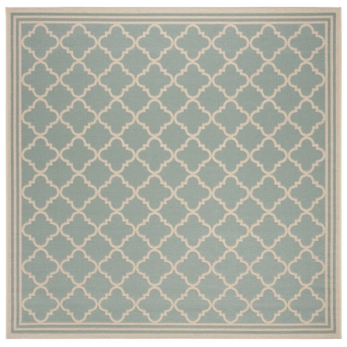 Safavieh Beach House BHS121 Aqua / Cream 6'-7" X 6'-7" Square Area Rug