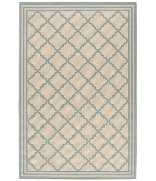 Safavieh Beach House BHS121 Cream / Aqua 5'-3" X 7'-6" Rectangle Area Rug
