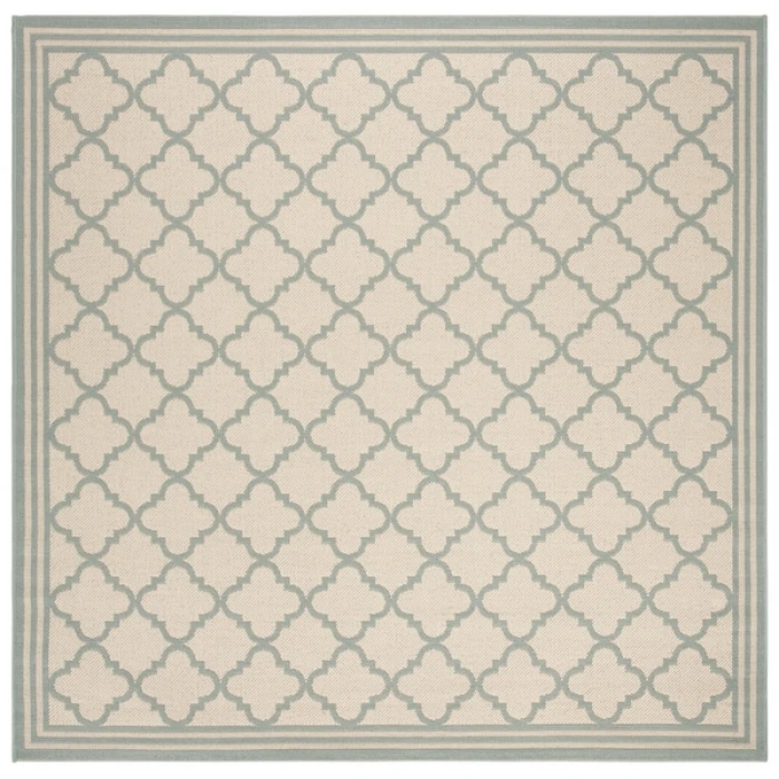 Safavieh Beach House BHS121 Cream / Aqua 4' X 4' Square Area Rug