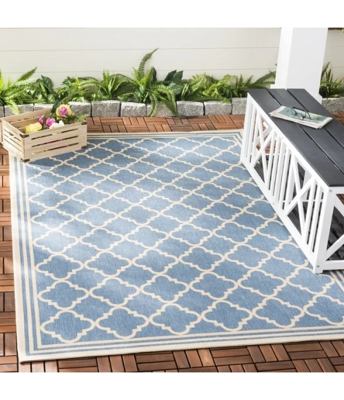 Safavieh Beach House BHS121 Blue / Creme 5'-3" X 7'-6" Rectangle Area Rug