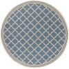 Safavieh Beach House BHS121 Blue / Creme 4' X 4' Round Area Rug