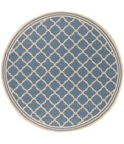 Safavieh Beach House BHS121 Blue / Creme 4' X 4' Round Area Rug