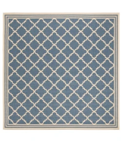 Safavieh Beach House BHS121 Blue / Creme 6'-7" X 6'-7" Square Area Rug