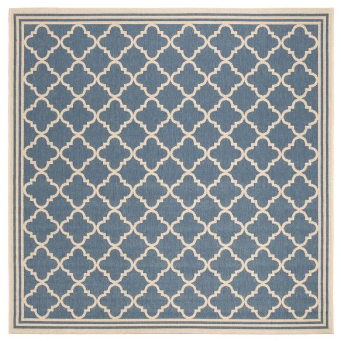 Safavieh Beach House BHS121 Blue / Creme 6'-7" X 6'-7" Square Area Rug