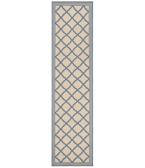 Safavieh Beach House BHS121 Cream / Blue 2'-2" X 10' Runner Area Rug