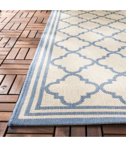 Safavieh Beach House BHS121 Cream / Blue 4' X 4' Round Area Rug