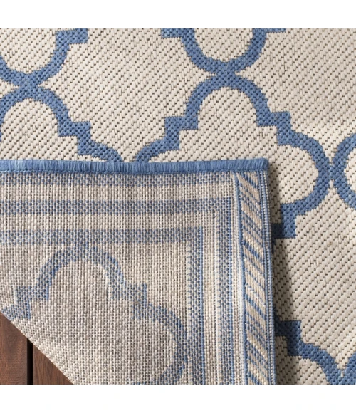 Safavieh Beach House BHS121 Cream / Blue 4' X 4' Round Area Rug