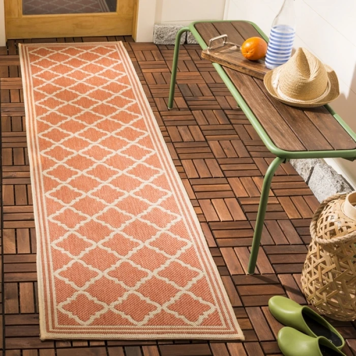 Safavieh Beach House BHS121 Rust / Creme 2'-2" X 14' Runner Area Rug