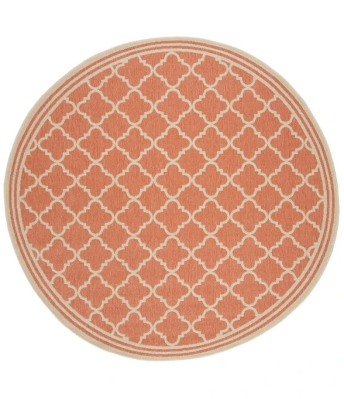 Safavieh Beach House BHS121 Rust / Creme 4' X 4' Round Area Rug