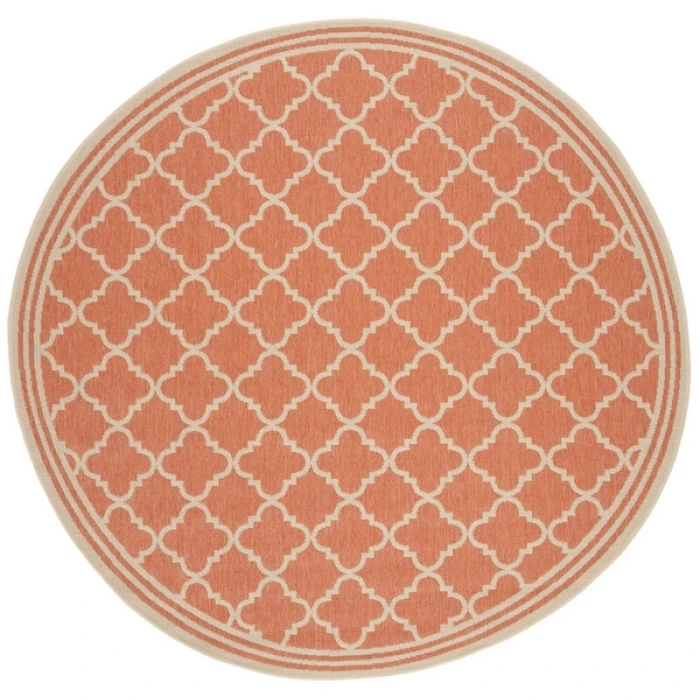 Safavieh Beach House BHS121 Rust / Creme 4' X 4' Round Area Rug