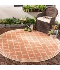 Safavieh Beach House BHS121 Rust / Creme 4' X 4' Round Area Rug