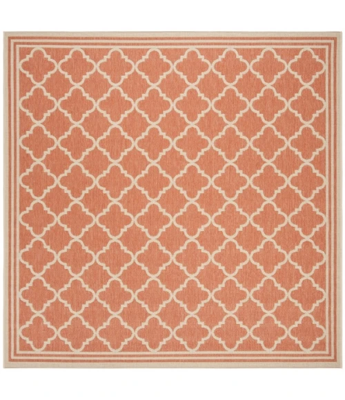 Safavieh Beach House BHS121 Rust / Creme 6'-7" X 6'-7" Square Area Rug