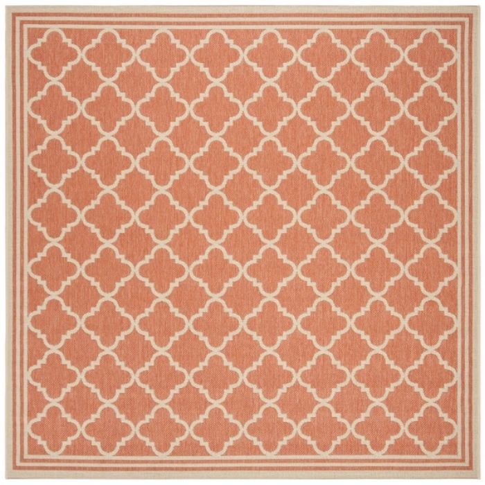 Safavieh Beach House BHS121 Rust / Creme 6'-7" X 6'-7" Square Area Rug