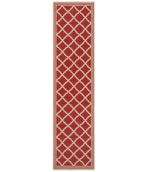 Safavieh Beach House BHS121 Red / Creme 2'-2" X 10' Runner Area Rug