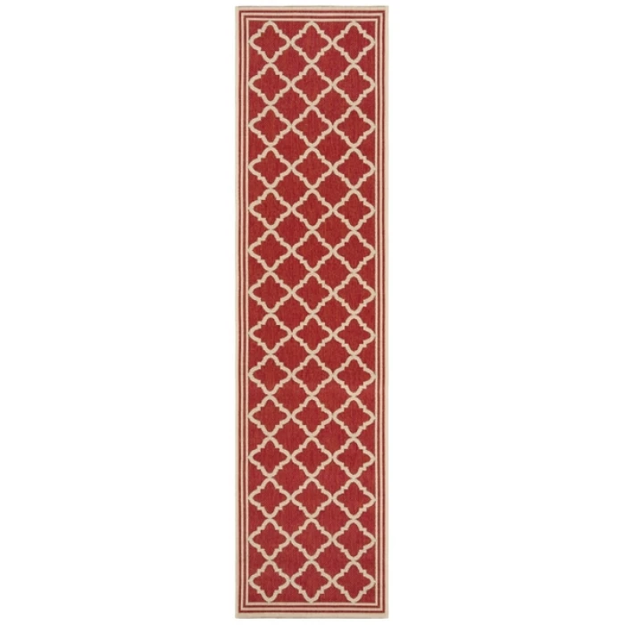Safavieh Beach House BHS121 Red / Creme 2'-2" X 10' Runner Area Rug