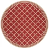 Safavieh Beach House BHS121 Red / Creme 6'-7" X 6'-7" Round Area Rug