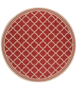 Safavieh Beach House BHS121 Red / Creme 6'-7" X 6'-7" Round Area Rug