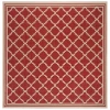 Safavieh Beach House BHS121 Red / Creme 6'-7" X 6'-7" Square Area Rug