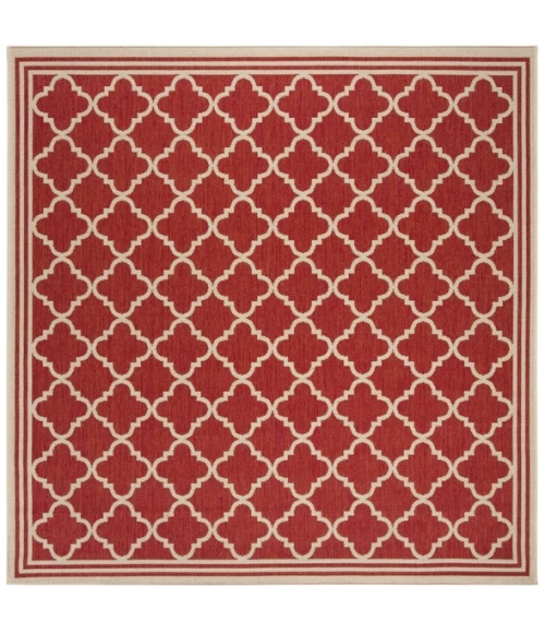 Safavieh Beach House BHS121 Red / Creme 6'-7" X 6'-7" Square Area Rug