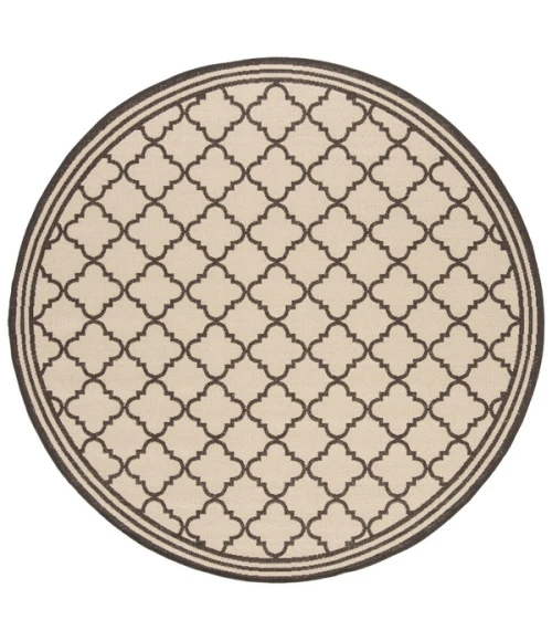 Safavieh Beach House BHS121 Creme / Brown 8' X 8' Round Area Rug