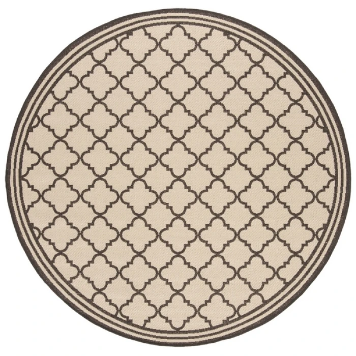 Safavieh Beach House BHS121 Creme / Brown 4' X 4' Round Area Rug