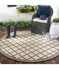Safavieh Beach House BHS121 Creme / Brown 8' X 8' Round Area Rug
