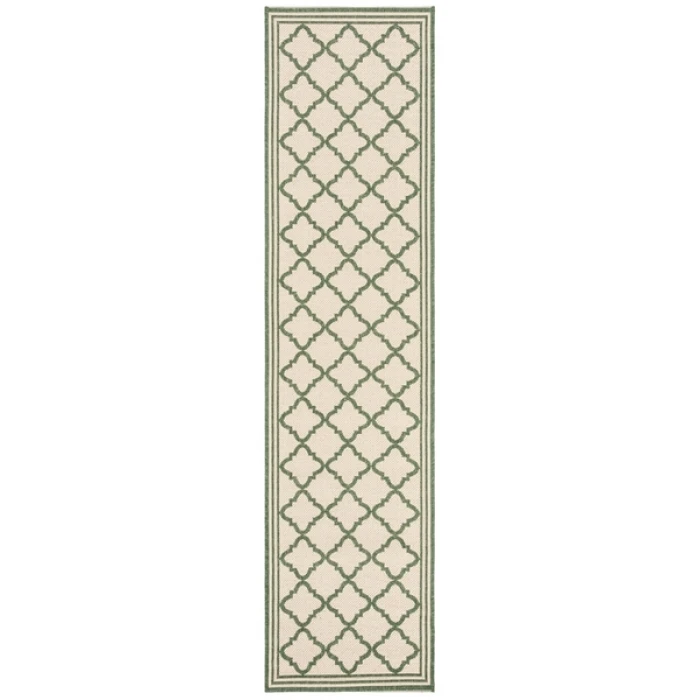 Safavieh Beach House BHS121 Cream / Green 2'-2" X 12' Runner Area Rug