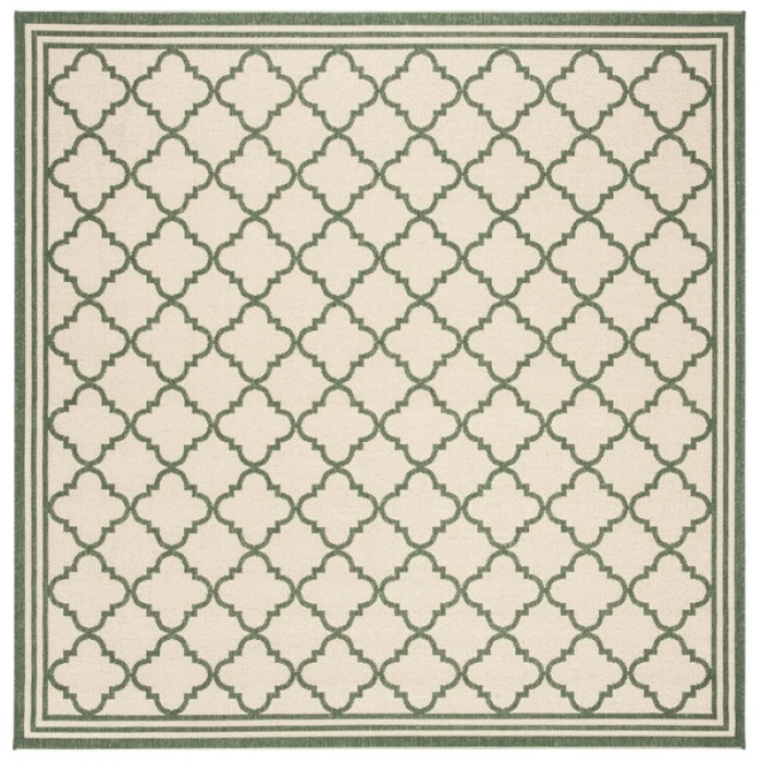 Safavieh Beach House BHS121 Cream / Green 6'-7" X 6'-7" Square Area Rug