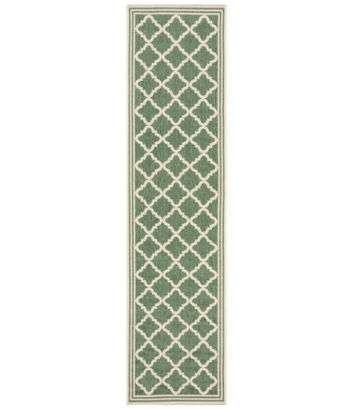 Safavieh Beach House BHS121 Green / Creme 2'-2" X 8' Runner Area Rug