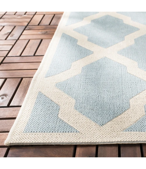 Safavieh Beach House BHS122 Aqua / Cream 2'-2" X 8' Runner Area Rug