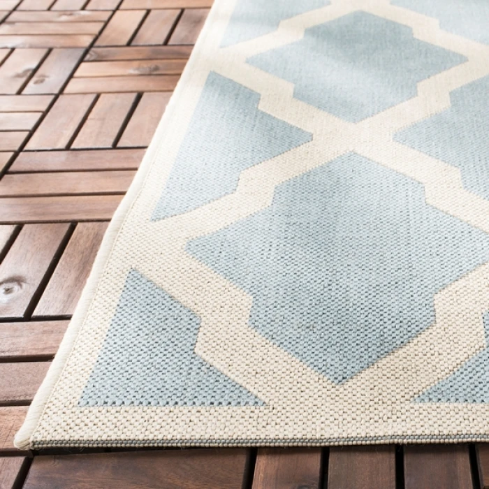 Safavieh Beach House BHS122 Aqua / Cream 6'-7" X 6'-7" Round Area Rug