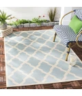 Safavieh Beach House BHS122 Aqua / Cream 5'-3" X 7'-6" Rectangle Area Rug