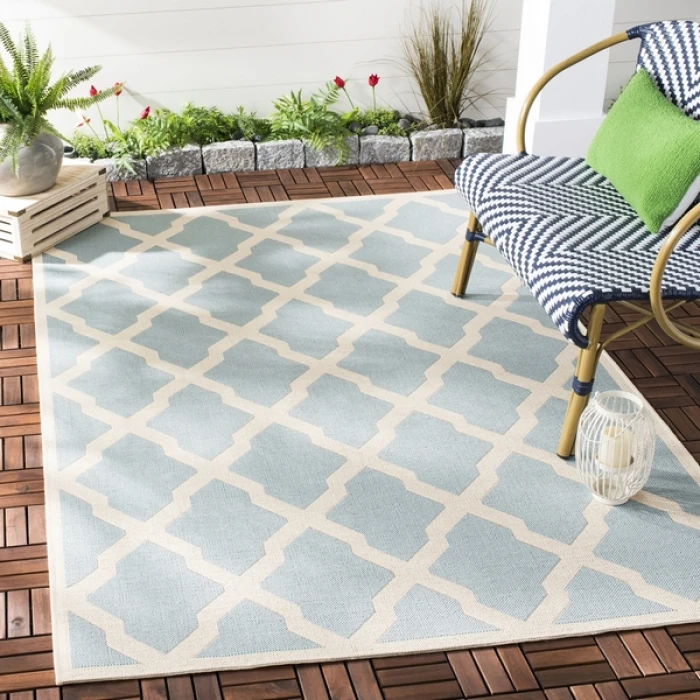 Safavieh Beach House BHS122 Aqua / Cream 3' X 5' Rectangle Area Rug