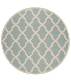 Safavieh Beach House BHS122 Aqua / Cream 6'-7" X 6'-7" Round Area Rug