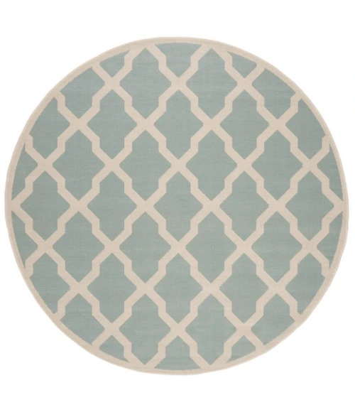 Safavieh Beach House BHS122 Aqua / Cream 6'-7" X 6'-7" Round Area Rug