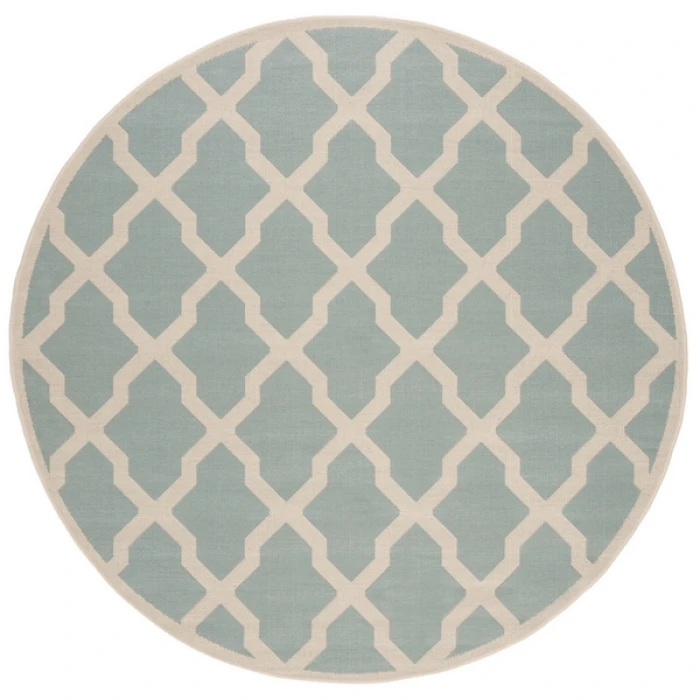 Safavieh Beach House BHS122 Aqua / Cream 6'-7" X 6'-7" Round Area Rug
