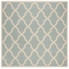 Safavieh Beach House BHS122 Aqua / Cream 6'-7" X 6'-7" Square Area Rug