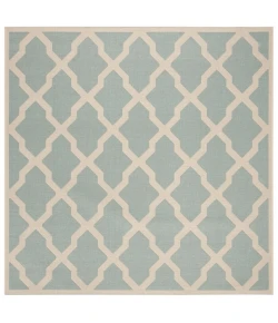 Safavieh Beach House BHS122 Aqua / Cream 6'-7" X 6'-7" Square Area Rug