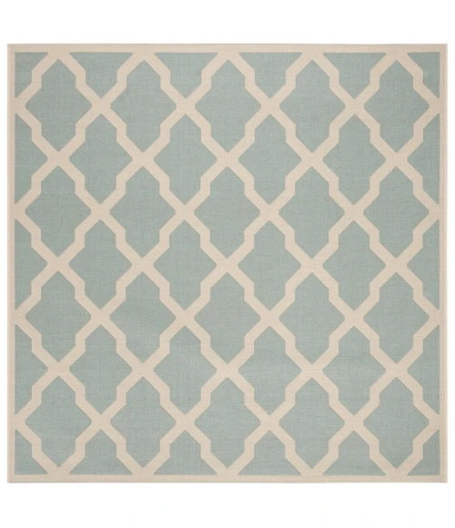 Safavieh Beach House BHS122 Aqua / Cream 6'-7" X 6'-7" Square Area Rug